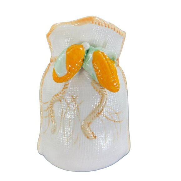 Whimsical Ceramic Paperback Sack Shaped Vase With Yellow Corn On Top Porcelain - Picture 2 of 13